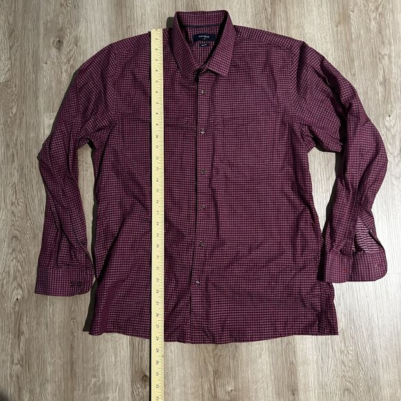 Peter England Nuvo Fit Red & Black Checked Cotton-Blend Mens Long Sleeve Shirt E - Picture 6 of 10